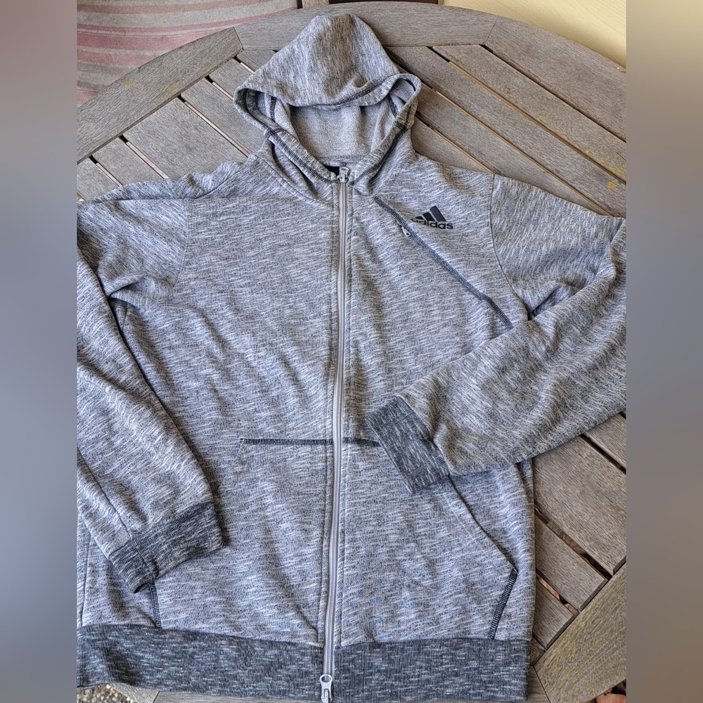 Adidas Men's Heather Gray Zip-Up Sweater